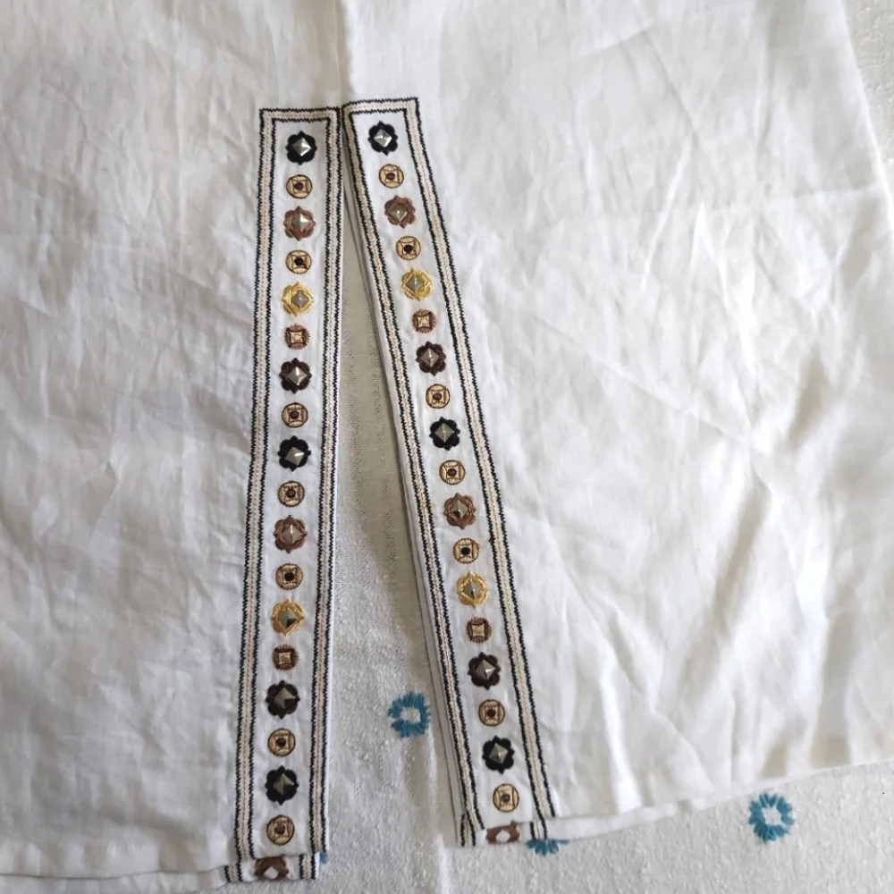 NWT Linen Embroidered Beachy Maxi Skirt by Richard Malcolm